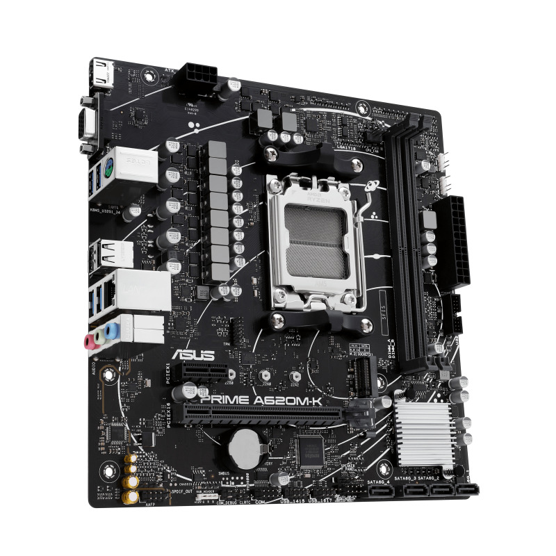 MOTHERBOARD ASUS (PRIME A620M-K-CSM) SOCKET AM5,2**DDR5,HDMI,VGA,PCIE-4.0,M.2,MICRO ATX image 3
